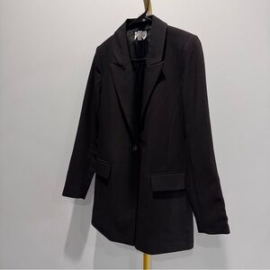 NWT Nine West Womens Size XS Black Knit Open Front Blazer Jacket NWT